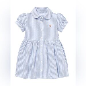 Ralph Lauren Baby Girls' Striped Blue and White Oxford Shirt Dress 3 Months NWOT